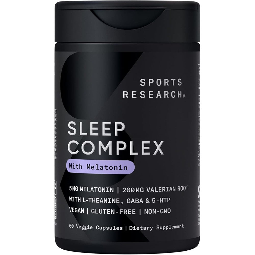 Sports Research Sleep Complex With Melatonin 5mg L-Theanine 200mg And Magnesium For Restorative Sleep 60 Veggie Capsules