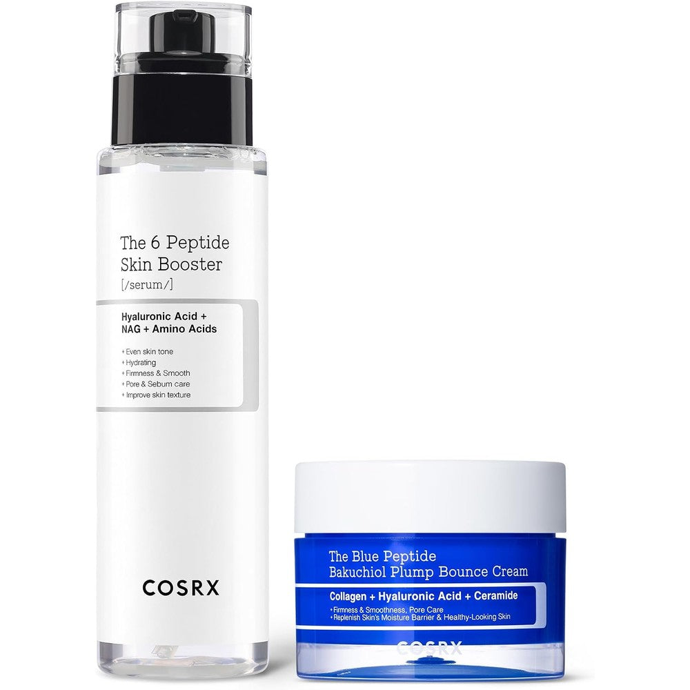 COSRX 6 Peptide X Blue Peptide Daily Plump And Firm Routine Featuring Six Peptide Skin Booster Toner Serum Five Point Zero Seven Fluid Ounces And B...
