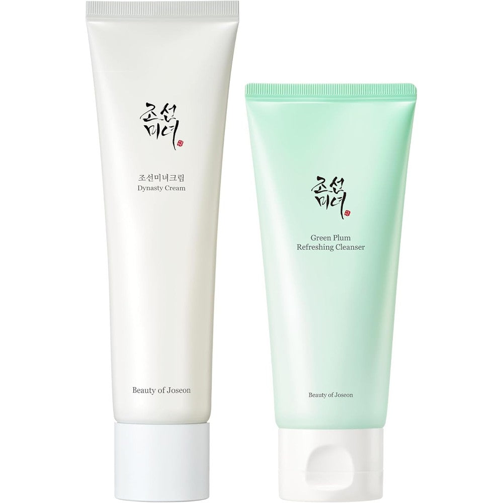 Beauty Of Joseon Dynasty Cream Hydrating Face Moisturizer And Green Plum Refreshing Cleanser Duo Set, 100 Milliliter, 3.38 Fluid Ounce Each