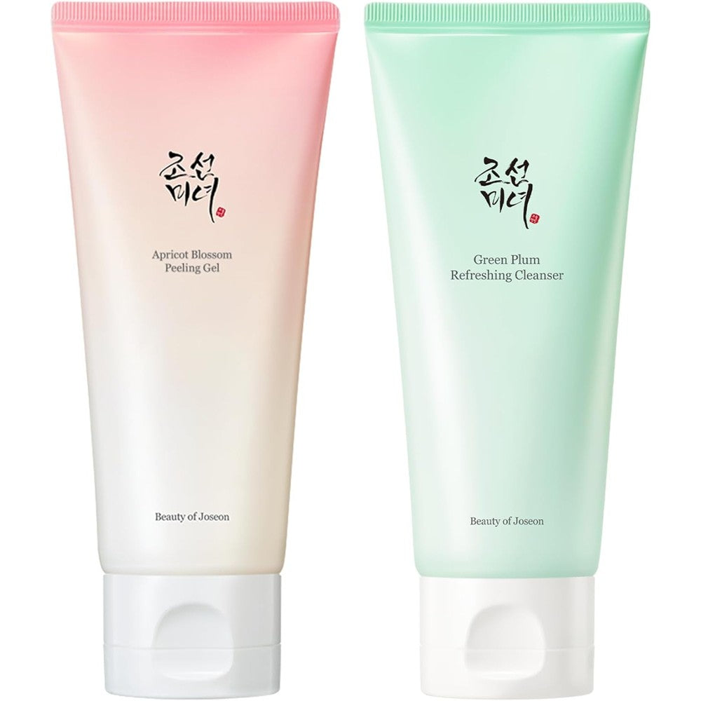Beauty Of Joseon Apricot Blossom Peeling Gel And Green Plum Refreshing Cleanser Duo 100 Milliliters Each