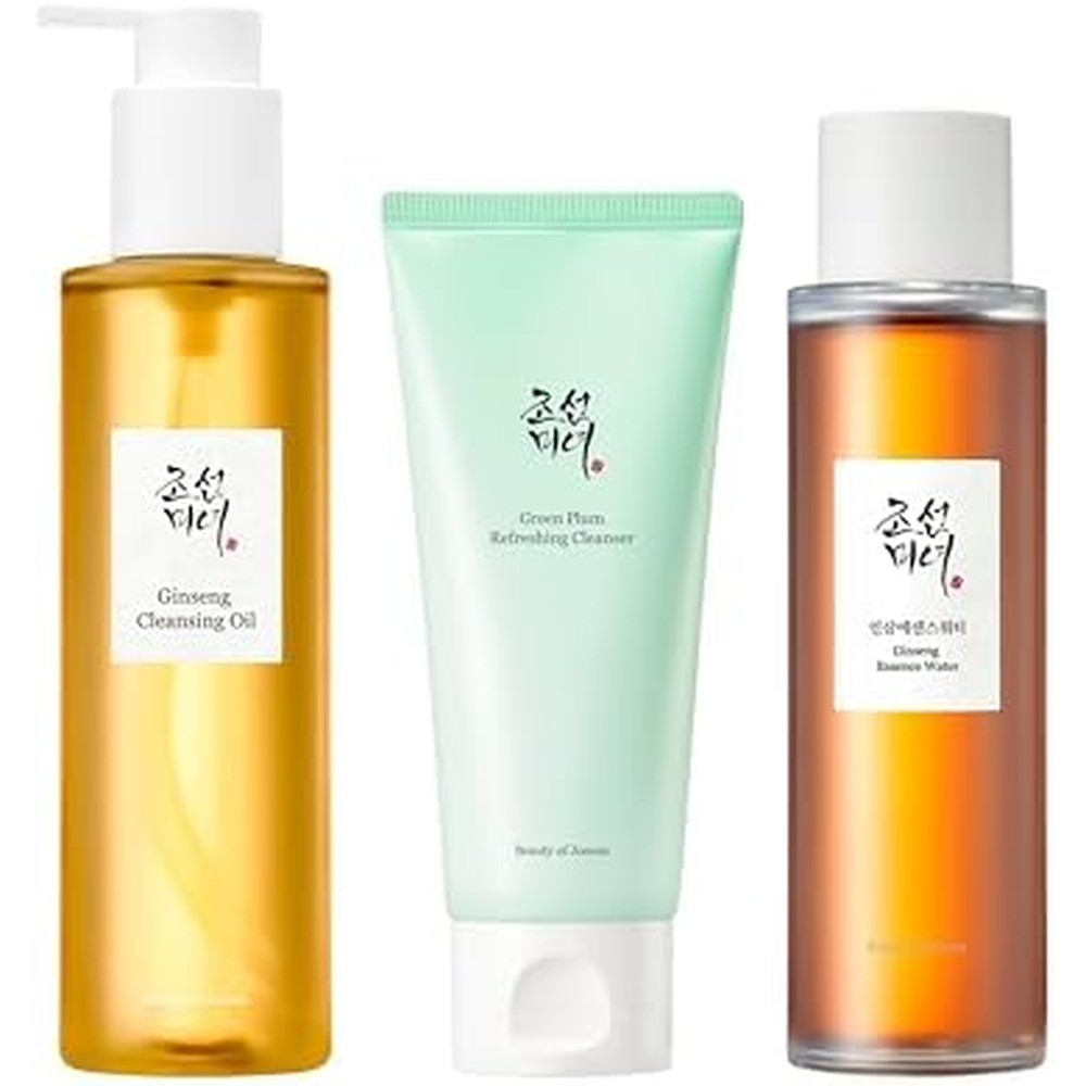 Beauty Of Joseon Ginseng Cleansing Oil 210 Milliliters, Green Plum Refreshing Cleanser 100 Milliliters, And Ginseng Essence Water 150 Milliliters Set
