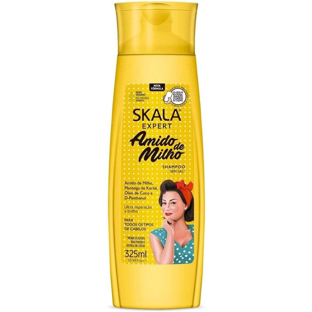 SKALA Shampoo Amido De Milho Corn Starch Ultra Repairing Strengthening And Shine Vegan Formula For Straight And Frizzy Hair 10.99 Fluid Ounce