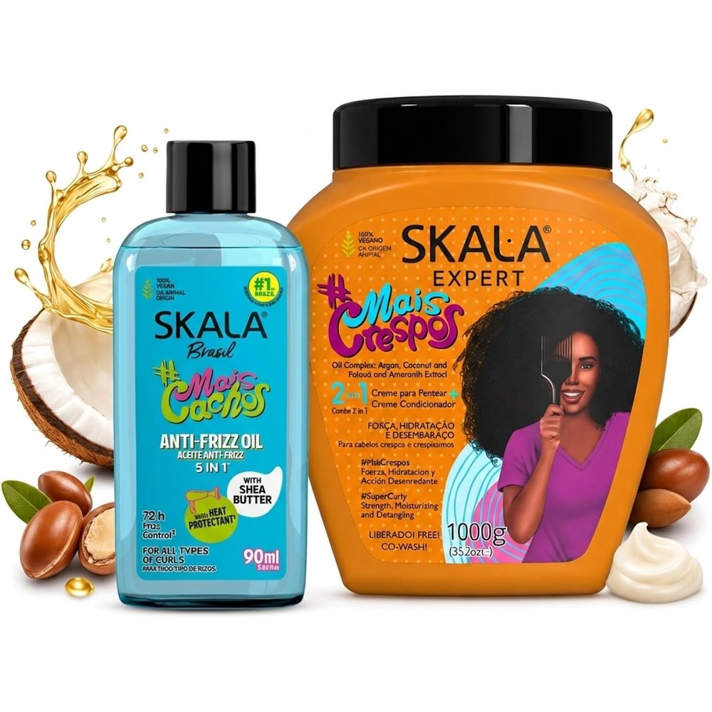 Dista-USA Skala Mais Crespos hair cream and oil bundle front view