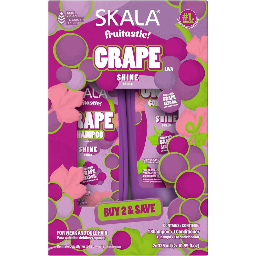 Skala Fruitastic Grape Shine Shampoo and Conditioner kit front view