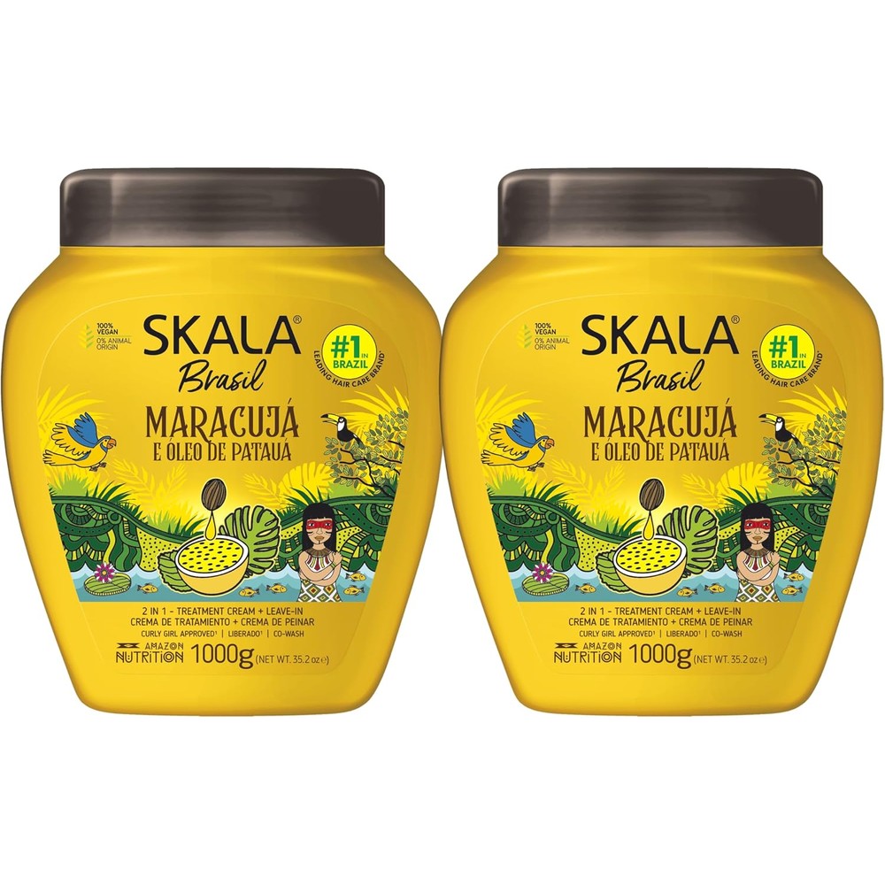 Skala Maracuja Passion Fruit hair treatment cream front view of yellow tub.