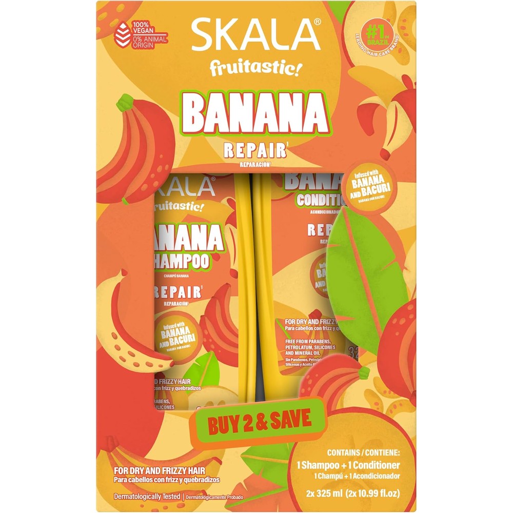 Skala Fruitastic Banana repair shampoo and conditioner set front view