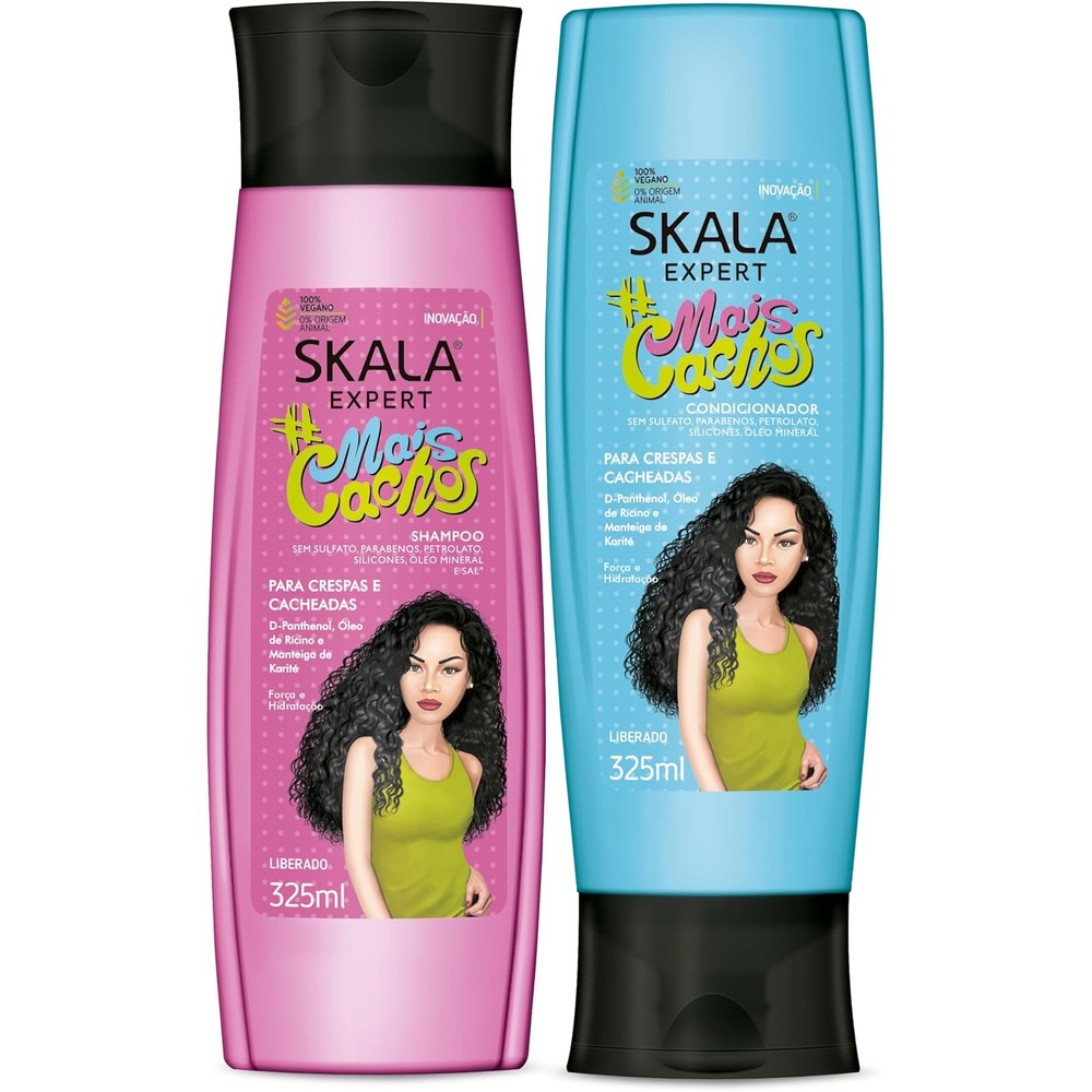 Skala Expert Mais Cachos Shampoo And Conditioner Three Hundred And Twenty Five Millilitre Combo Kit For Curly And Transitioning Hair Types