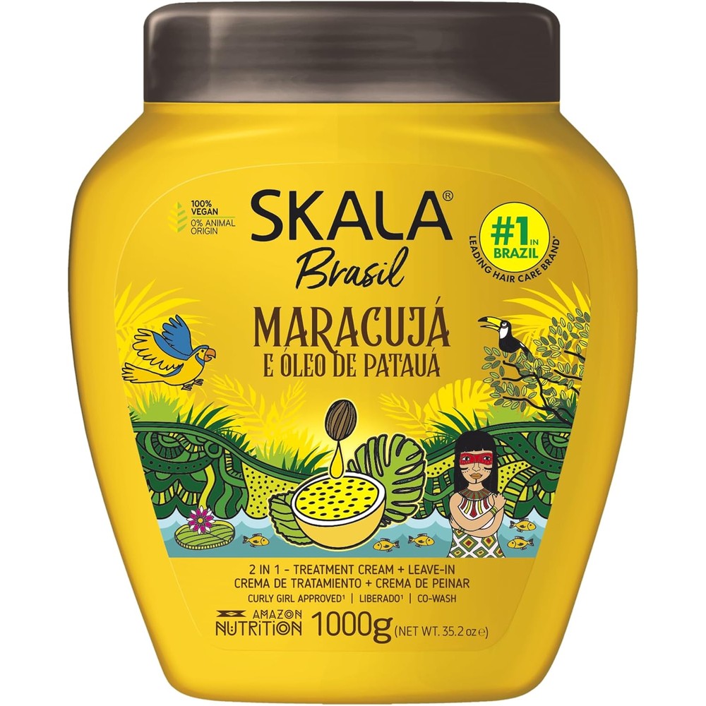SKALA Brasil Maracuja Passion Fruit and Patauá Oil Hair Treatment Cream Vegan Deep Moisturizing and Nourishing Formula for Curly Hair 35.2 Ounce