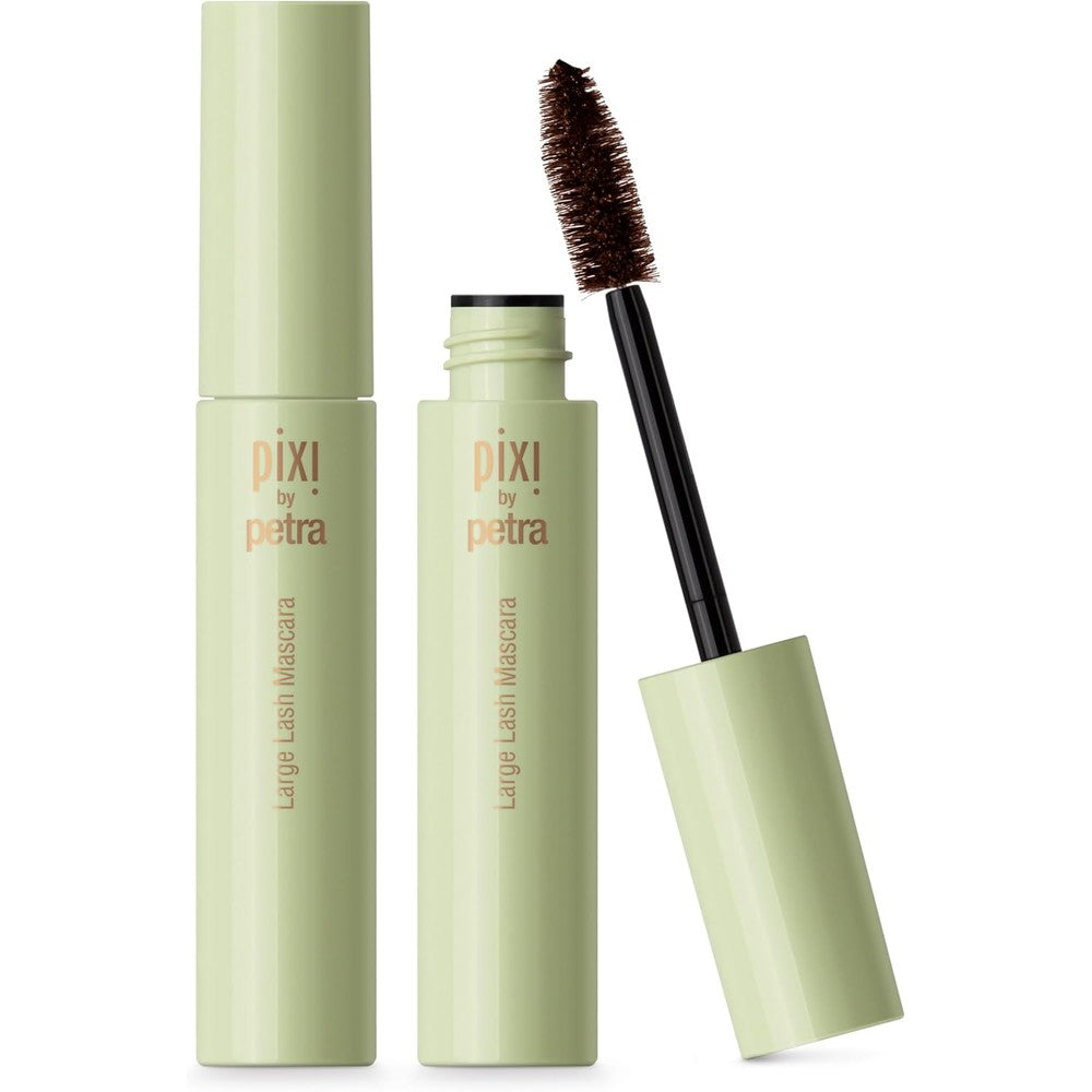 Pixi Beauty Large Lash Mascara Best Brown front view matte green tube packaging