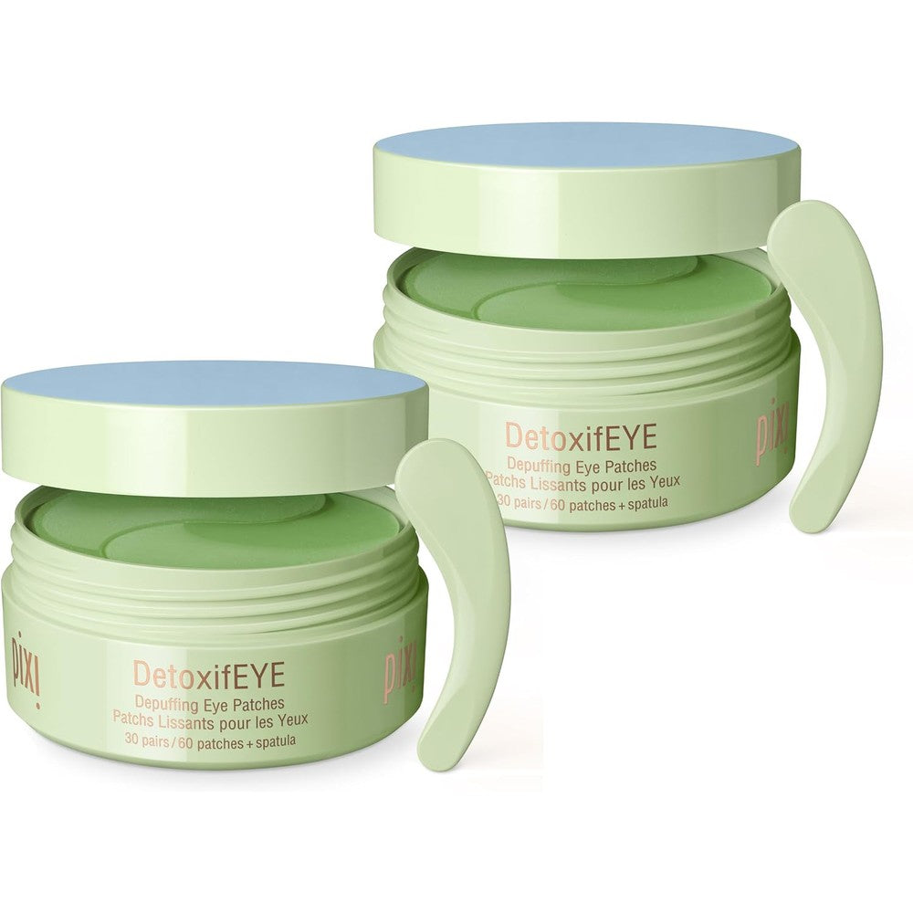 Pixi DetoxifEYE Depuffing Hydrogel Under Eye Patches With Cucumber Gold And Caffeine Two Boxes Sixty Pairs One Hundred Twenty Count