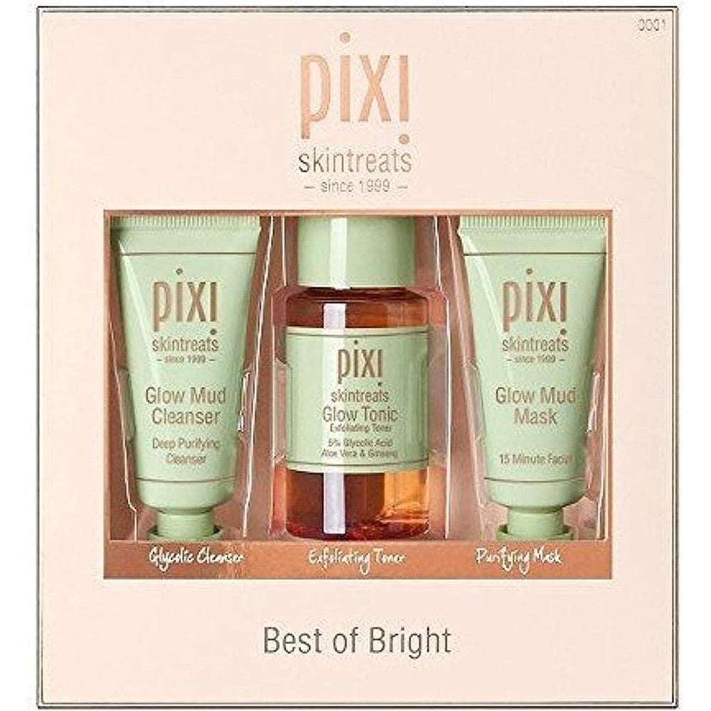 Pixi Best Of Bright Discovery Kit With Glow Mud Cleanser Glow Tonic And Glow Mud Mask Three Piece Skincare Set