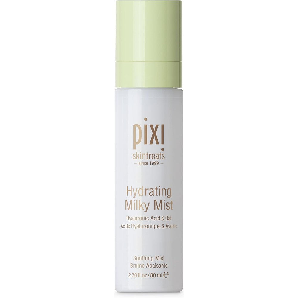 Pixi Hydrating Milky Mist 80 Millilitres front view showing the transparent bottle and spray nozzle.