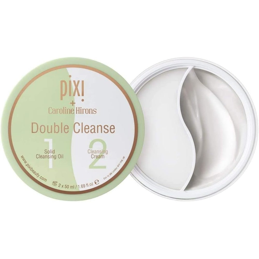 Pixi Double Cleanse by Caroline Hirons 2-in-1 Solid Cleansing Oil and Cream Cleanser 1.69 Fluid Ounces 2 x 50 Milliliters