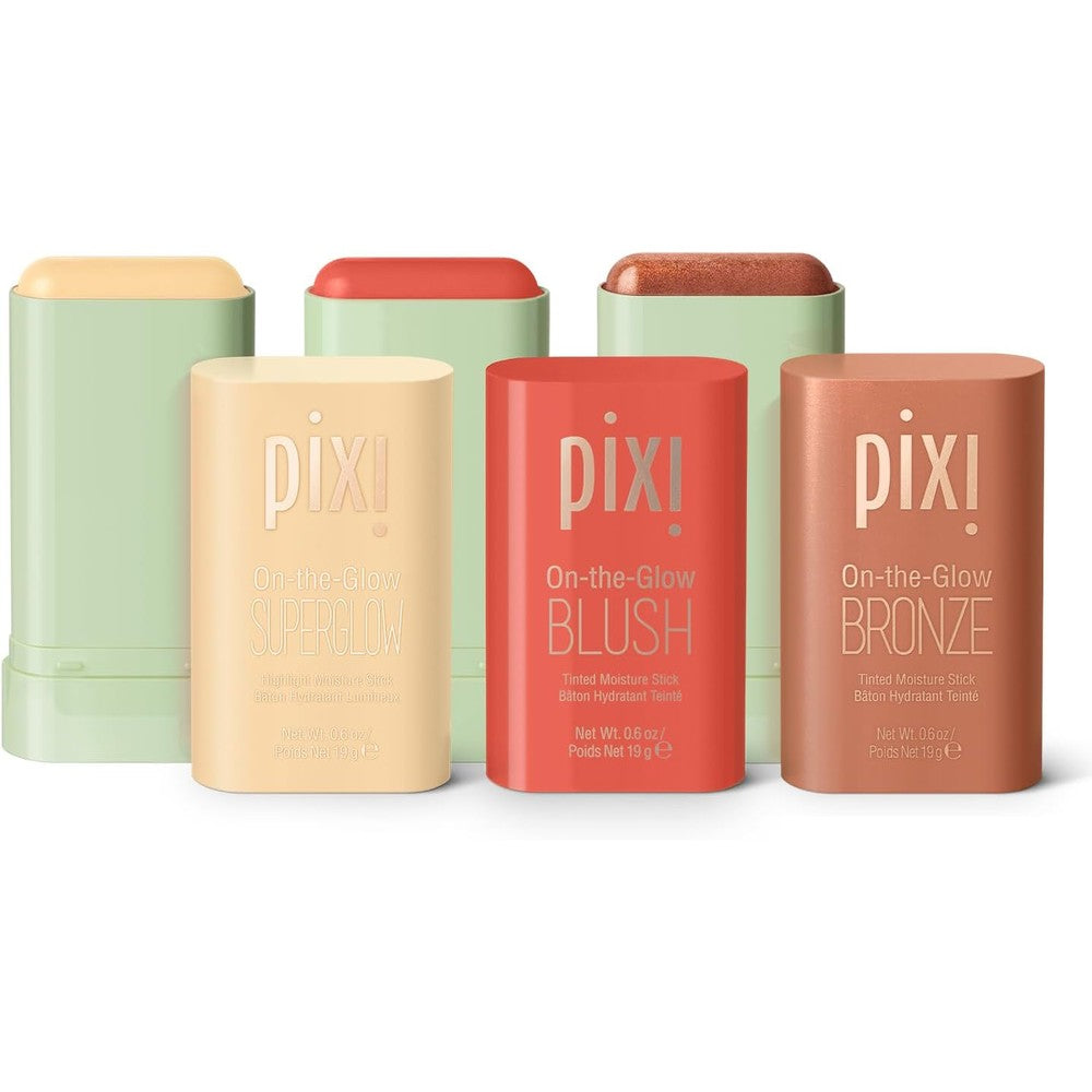 Pixi Beauty Golden Gleam On-the-Glow Trio front view showing the three makeup sticks.