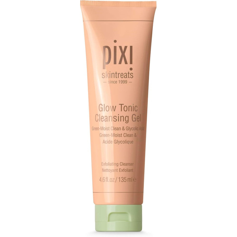 Pixi Beauty Skintreats Glow Tonic Cleansing Gel Glycolic Acid Facial Cleanser For Brightening And Exfoliating 4.57 Fluid Ounce 135ml
