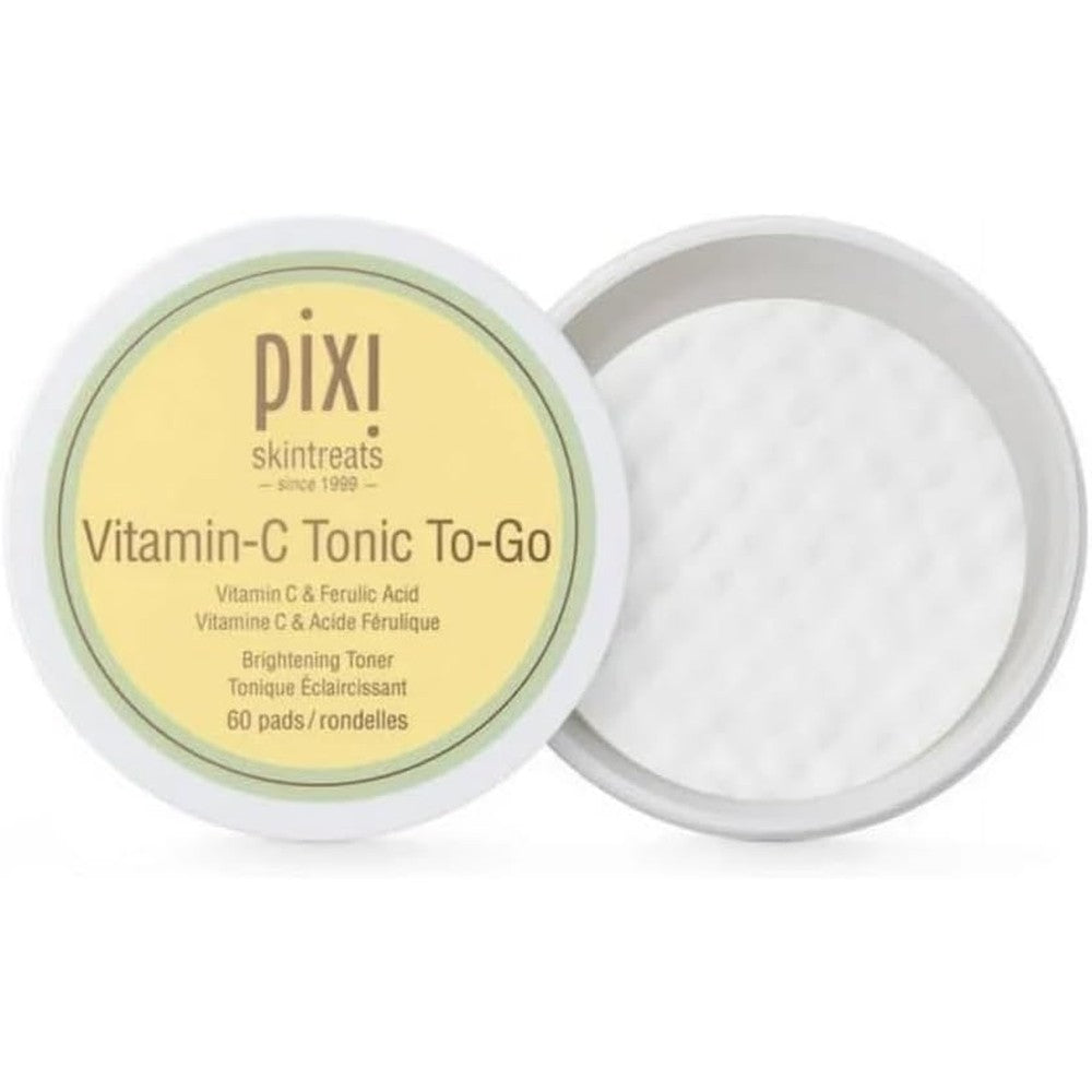 Pixi Vitamin-C Tonic To-Go Brightening And Toning Daily Balancing Toner Pads With Probiotics For Radiant Skin, 60 Pads