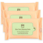 Pixi Beauty Glow Tonic Cleansing Cloths 3 pack front view exfoliating face wipes