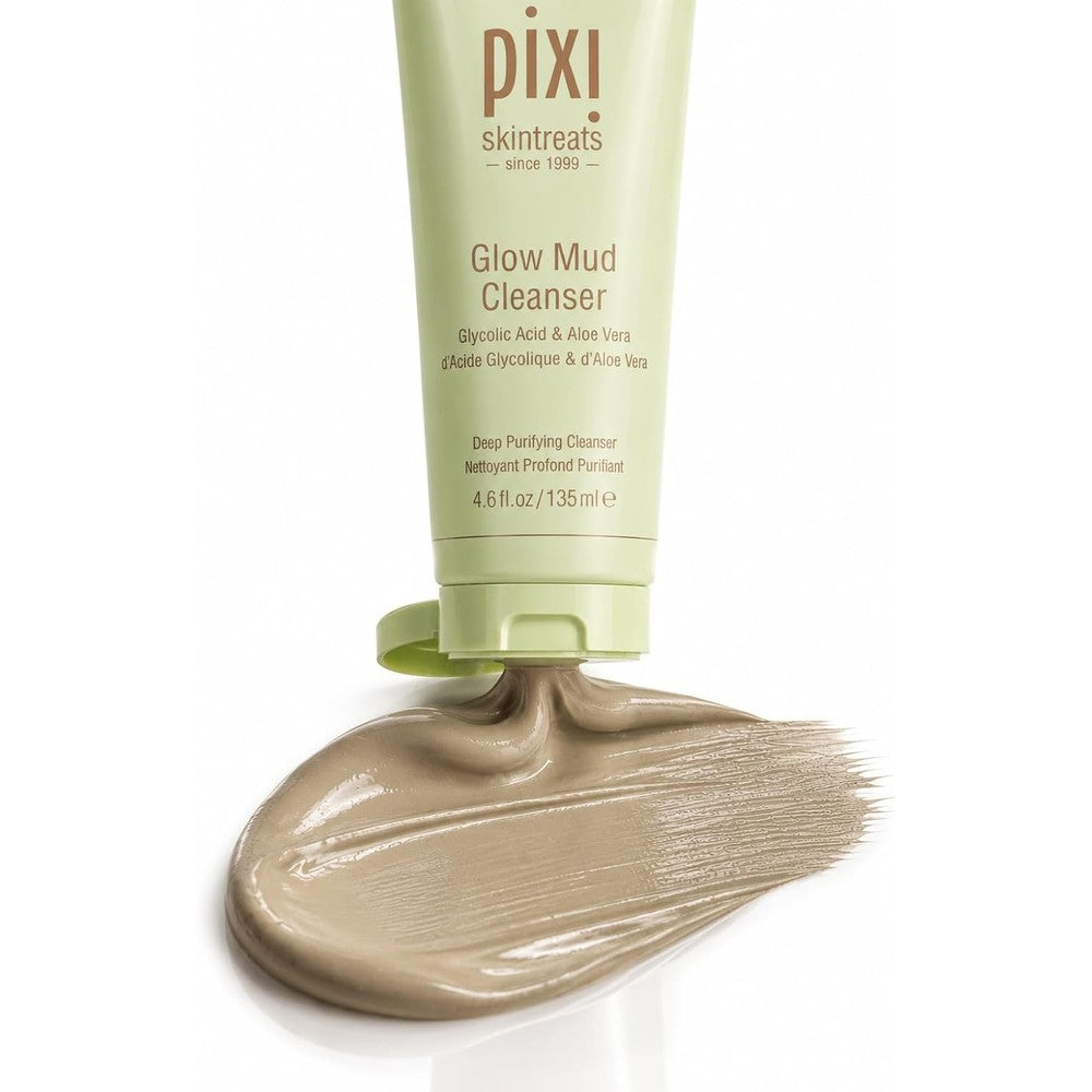 Pixi Glow Mud Cleanser Purifying Daily Face Wash With 5 Percent Glycolic Acid For Deep Pore Cleansing And Brightening 135 Milliliter