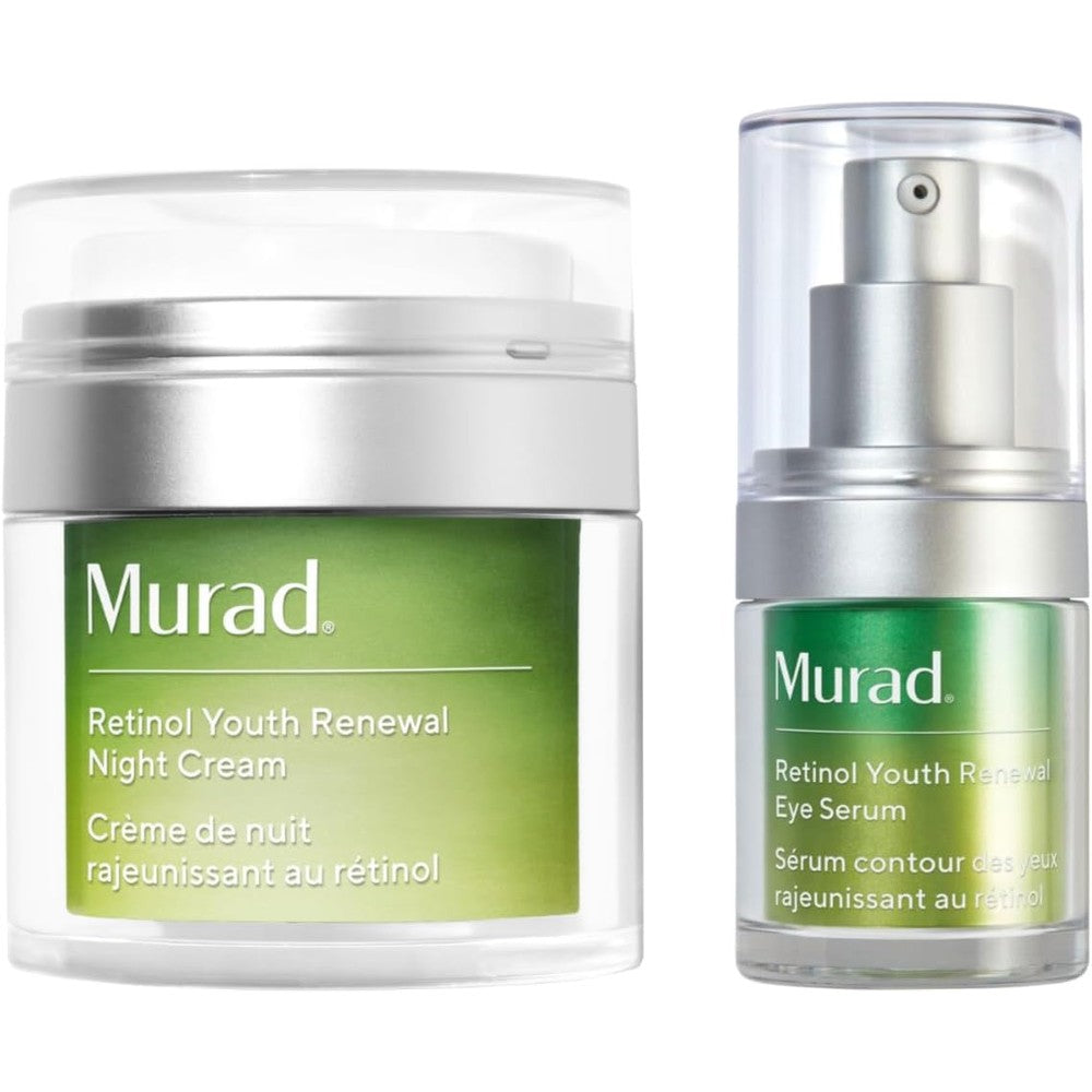 Murad Retinol Youth Renewal Night Cream And Eye Serum Duo Set For Anti Aging Skincare