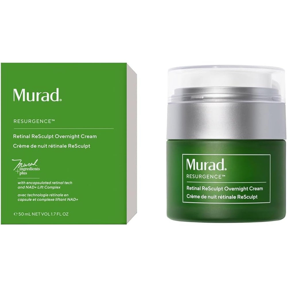 Murad Resurgence Retinal ReSculpt Overnight Cream For Face And Neck Anti Aging Formula With Encapsulated Retinal And NAD Plus 1.7 Fluid Ounce