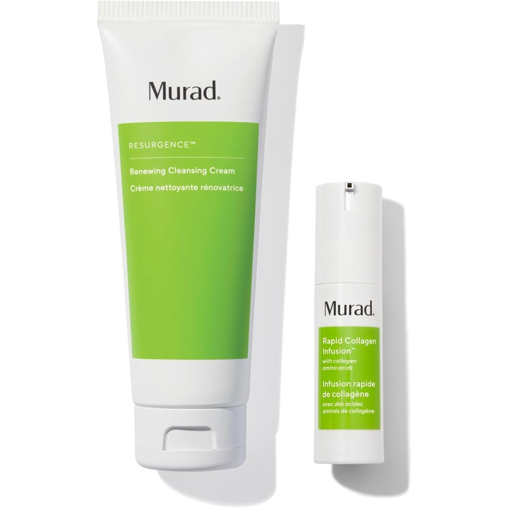 Murad New And Plump Combo With Renewing Cleansing Cream And Rapid Collagen Infusion For Anti Aging Wrinkle Reduction And Skin Firming Set Of Two