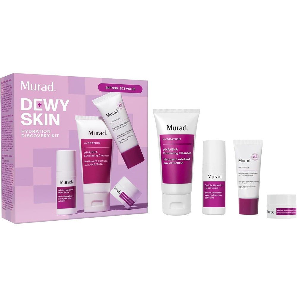Murad Hydrate Trial Kit Dewy Skin Set With AHA BHA Cleanser 2.0 Fluid Ounces Hydration Serum 0.33 Fluid Ounces Hydro Hyaluronic Cream 0.25 Fluid Ou...