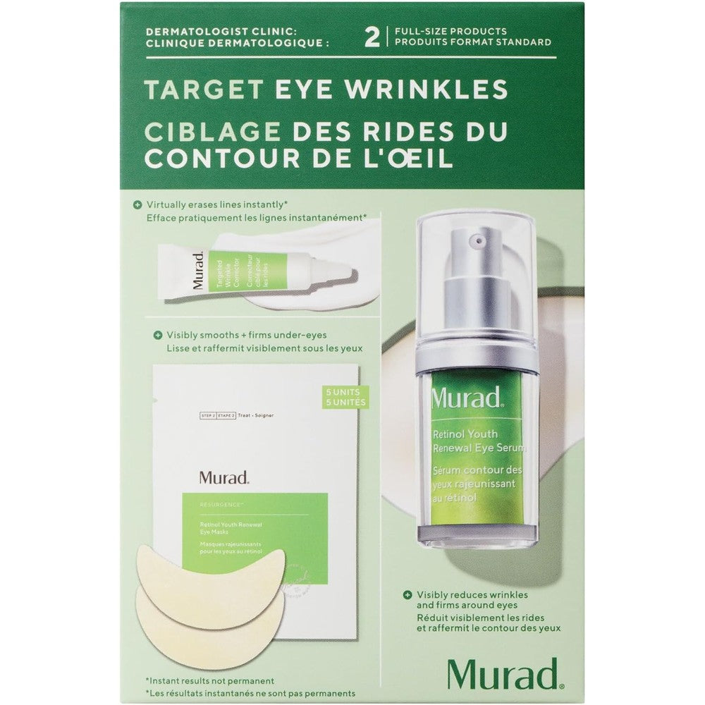 Murad Target Eye Wrinkles 3 Piece Value Set Including Retinol Youth Renewal Eye Serum Targeted Wrinkle Corrector And Retinol Eye Mask