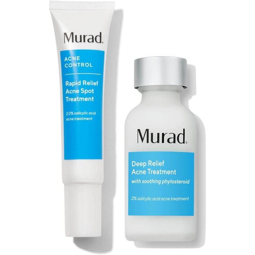 Murad Acne SOS Dual Treatment Combo Set Containing Rapid Relief Acne Spot Treatment Gel And Deep Relief Acne Treatment For Surface And Cystic Pimples