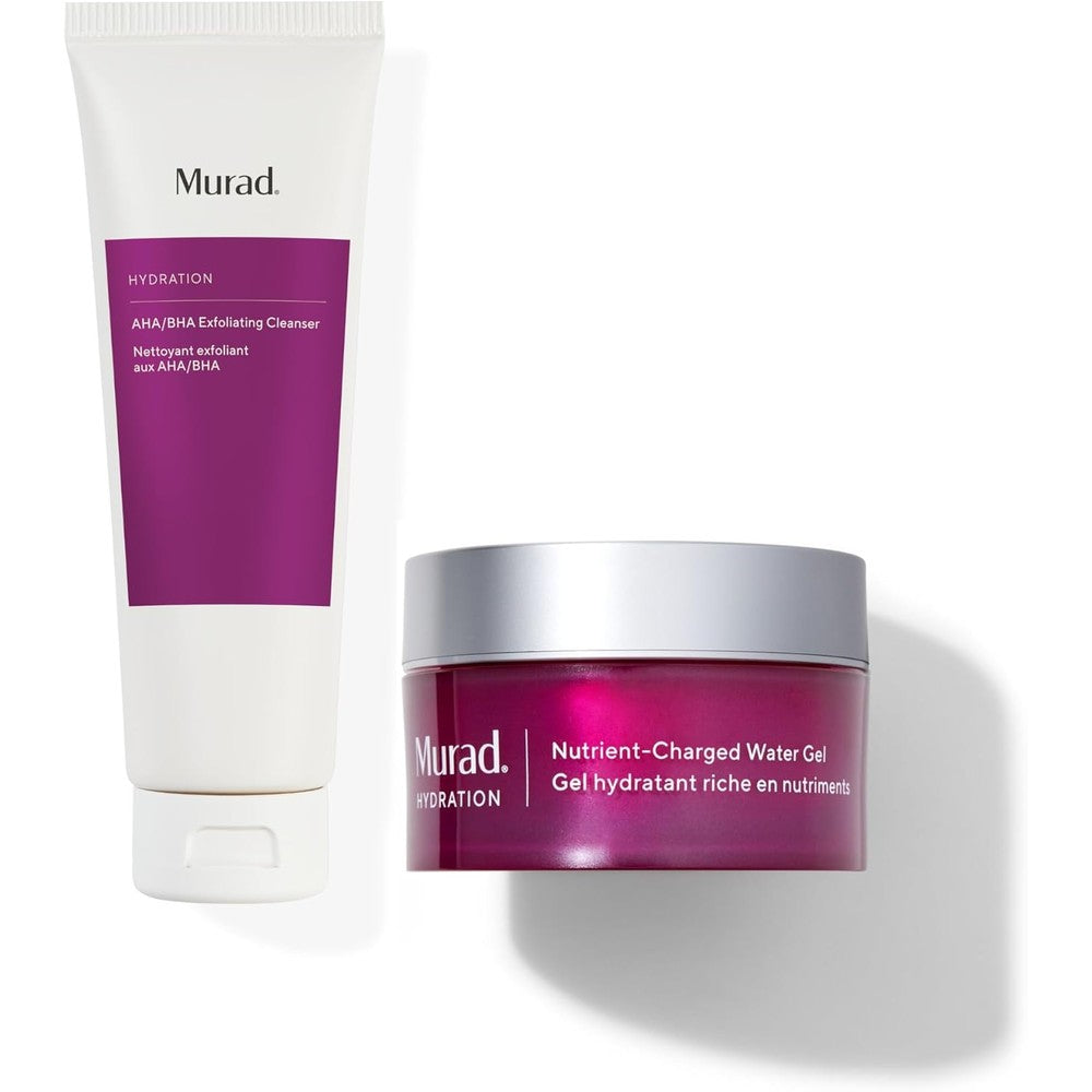 Murad Fresh And Nourished Combo With AHA/BHA Exfoliating Cleanser And Nutrient Charged Water Gel For Radiance And Hydration