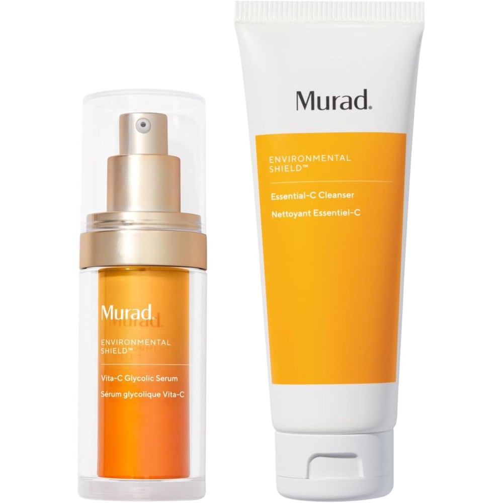 Murad Bright And Fresh Combo Vita-C Glycolic Serum And Essential-C Facial Cleanser Set For Brightening And Smoothing Skin Complexion 6 Fluid Ounces