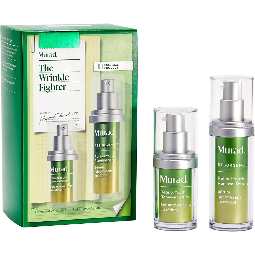 Murad The Wrinkle Fighter Retinol Youth Renewal Kit Full And Travel Size Anti Aging Skincare Set With TriActive Retinol And Hyaluronic Acid