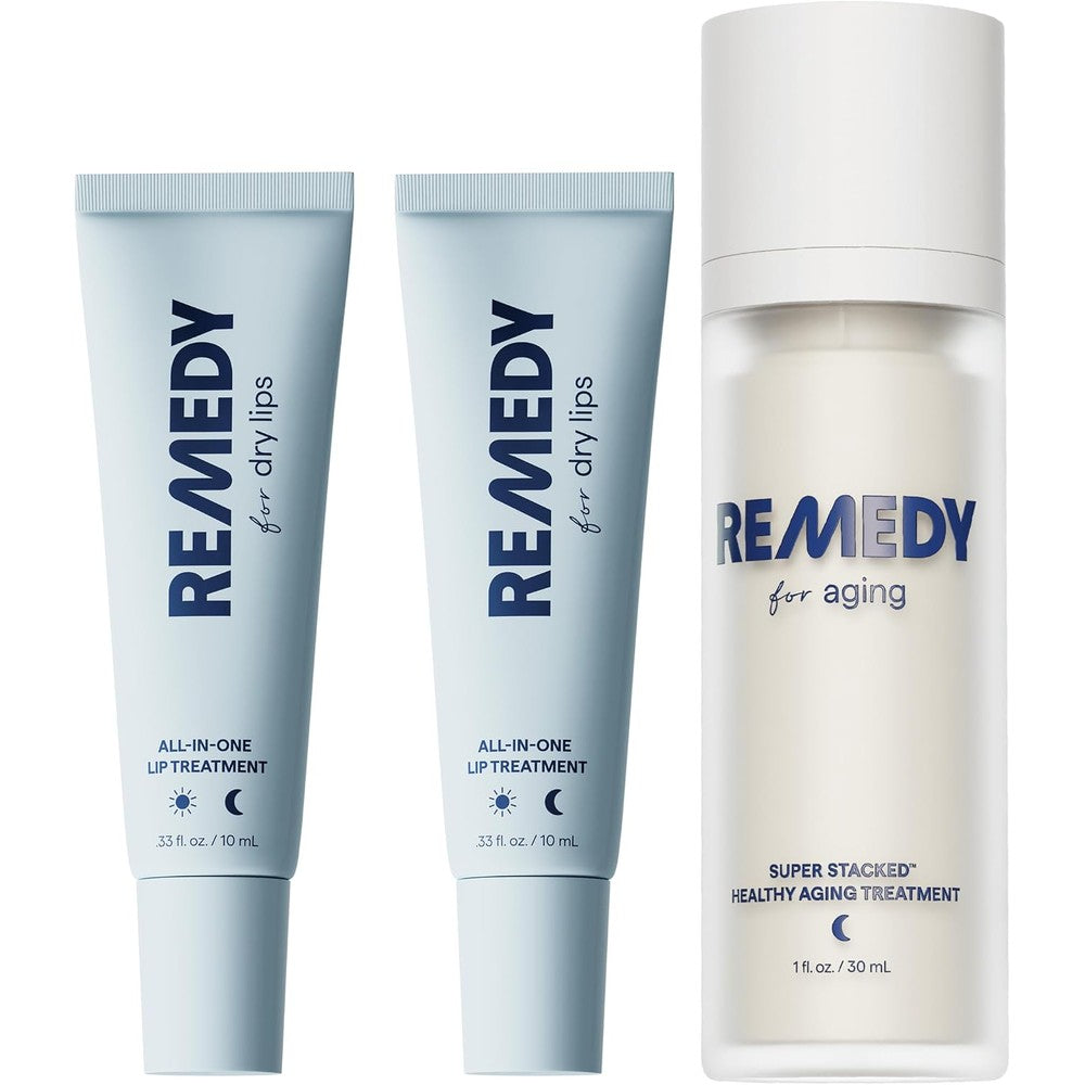 Remedy Science Dr. Shah's Dermatologist Bundle With Two Remedy For Dry Lips 0.33 Fluid Ounce And One Remedy For Healthy Aging Serum 1 Fluid Ounce