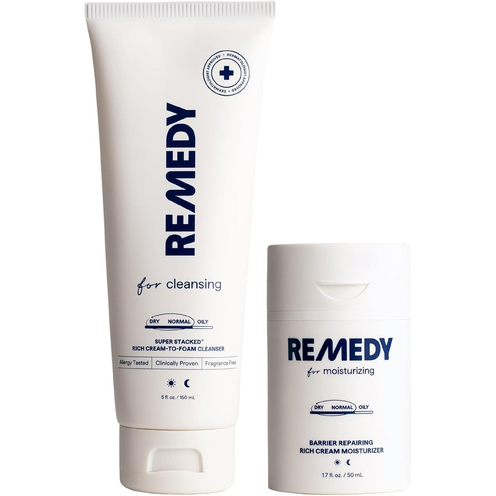 Remedy Science Deep Hydration Essentials For Dry Skin Two Piece Daily Routine Rich Cream Cleanser And Moisture Cream Developed By Doctor Shah Vegan