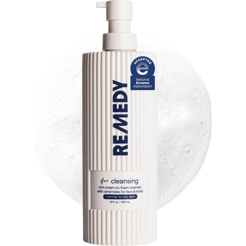 Remedy Science Cream-to-Foam Cleanser Hydrating Face Wash With Ceramides Hyaluronic Acid And Glycerin For Normal To Dry Skin 12 Fluid Ounce