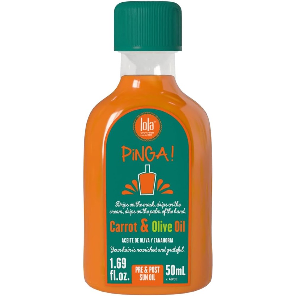 Lola From Rio Pinga Carrot And Olive Oil Restorative Before And After Sun Hair Oil For Frizz Control And Radiant Shine 1.69 Fluid Ounce
