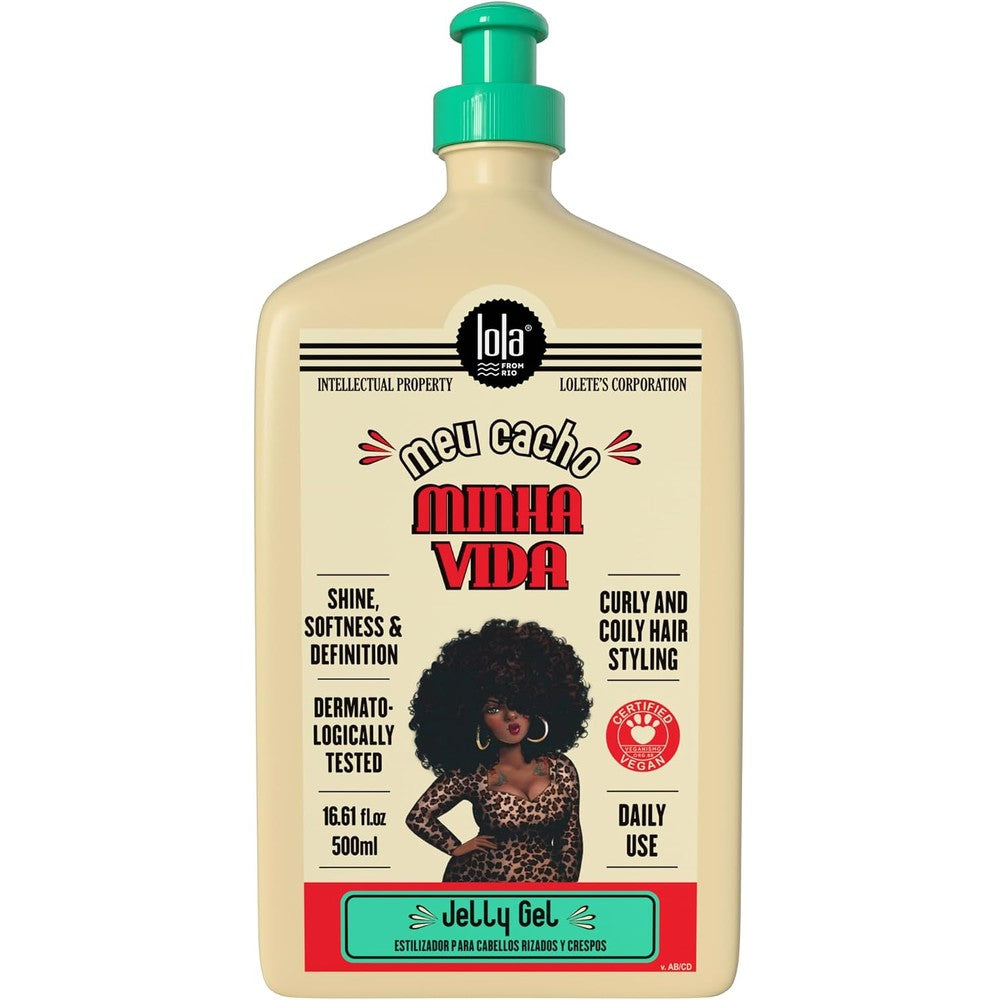 Lola From Rio Meu Cacho Minha Vida Moisturizing Jelly Gel For Defined Bouncy Curls And Waves Flexible Hold Styling Gel 16.91 Fluid Ounces