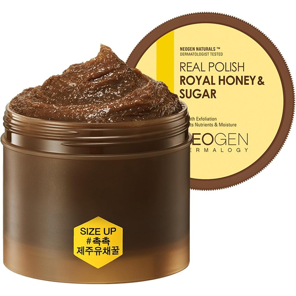 Dermalogy By Neogenlab Real Polish Royal Honey And Sugar Facial Scrub Jumbo Size 7.4 Ounce 210 Grams
