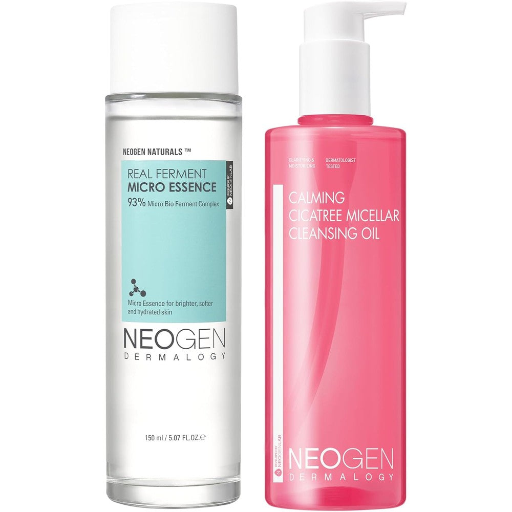 Neogen Dermalogy Daily Skincare Duo Micro Essence And Calming Cica Tree Micellar Cleansing Oil 300 Milliliters