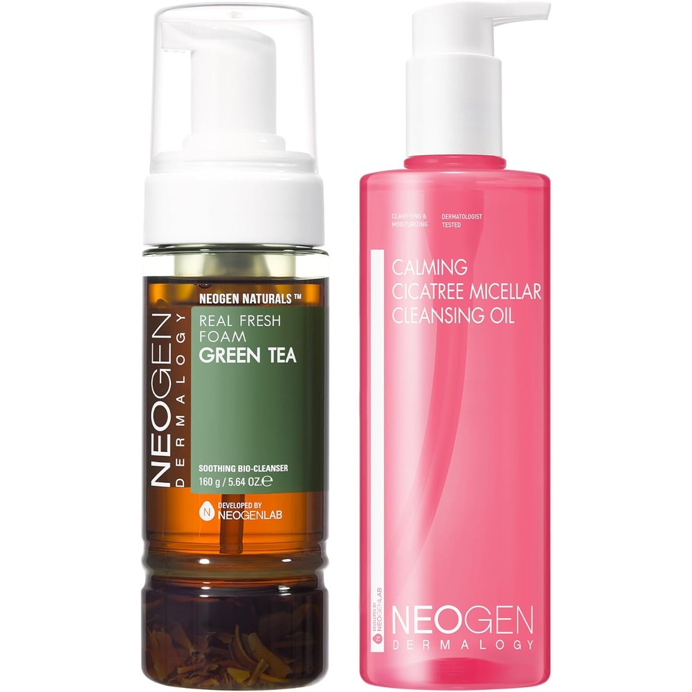 Dermalogy By Neogenlab Low Irritation Cleansing Set With Calming Cica Tree Micellar Cleansing Oil And Foam 300 Milliliters