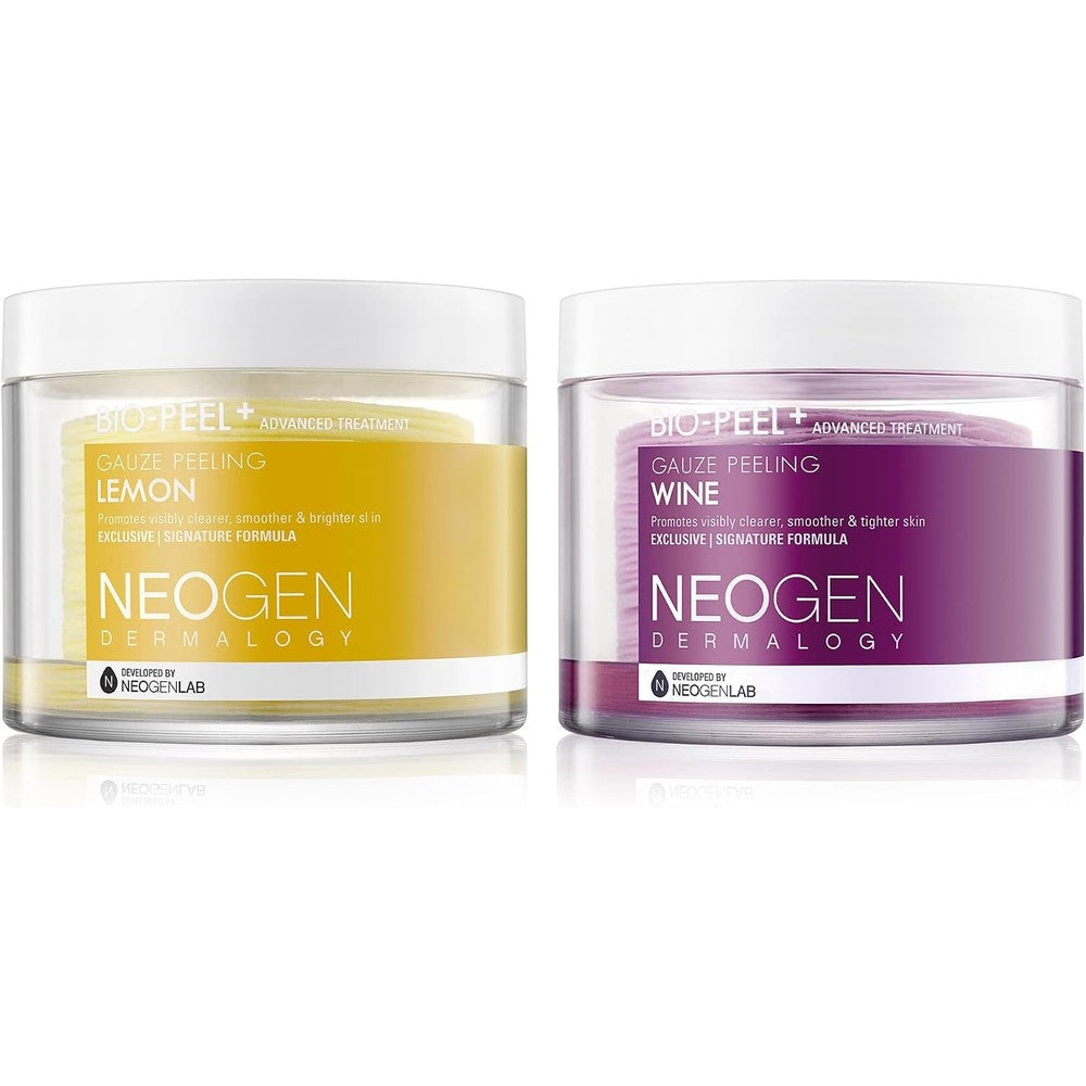 Dermalogy By Neogenlab Bio-Peel Gauze Peeling Pads Lemon And Wine Combo 30 Pads Each Dual Exfoliation Set