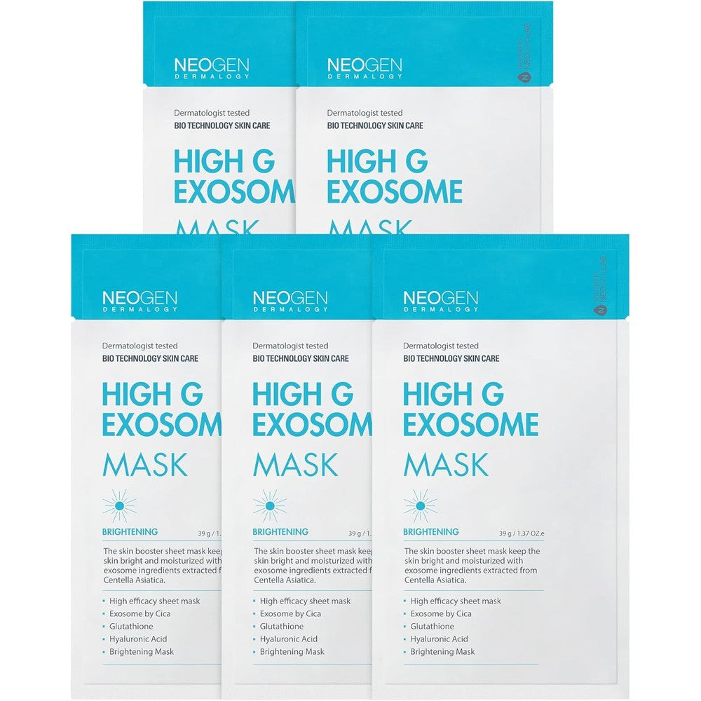 Neogen Dermalogy High G Exosome Mask Sheet For Brightening And Deep Hydration 39 Grams 5 Sheets
