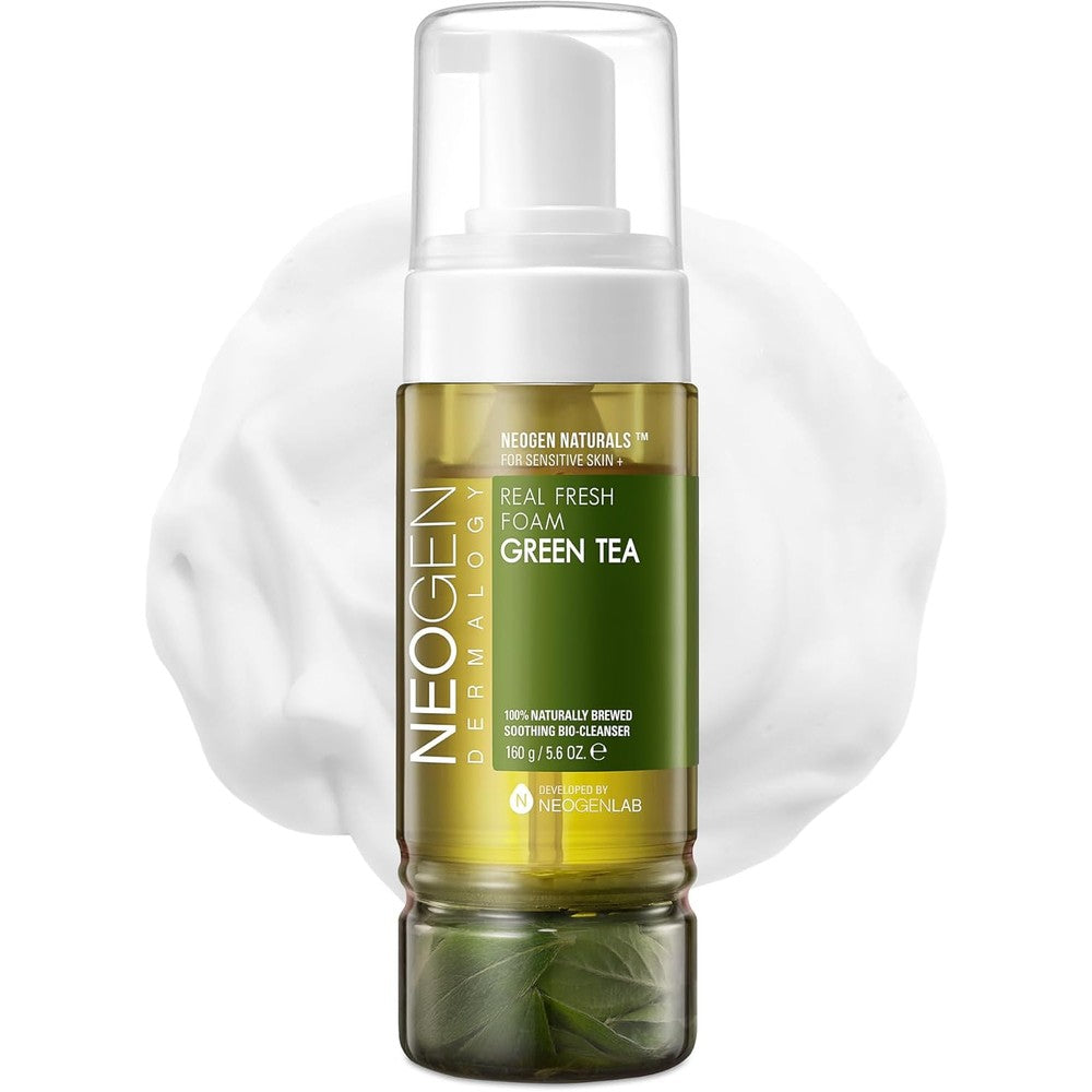 Neogen Dermalogy Real Fresh Foam Green Tea Gentle Hydrating Facial Cleanser With Real Green Tea Leaves And Niacinamide 160 Grams