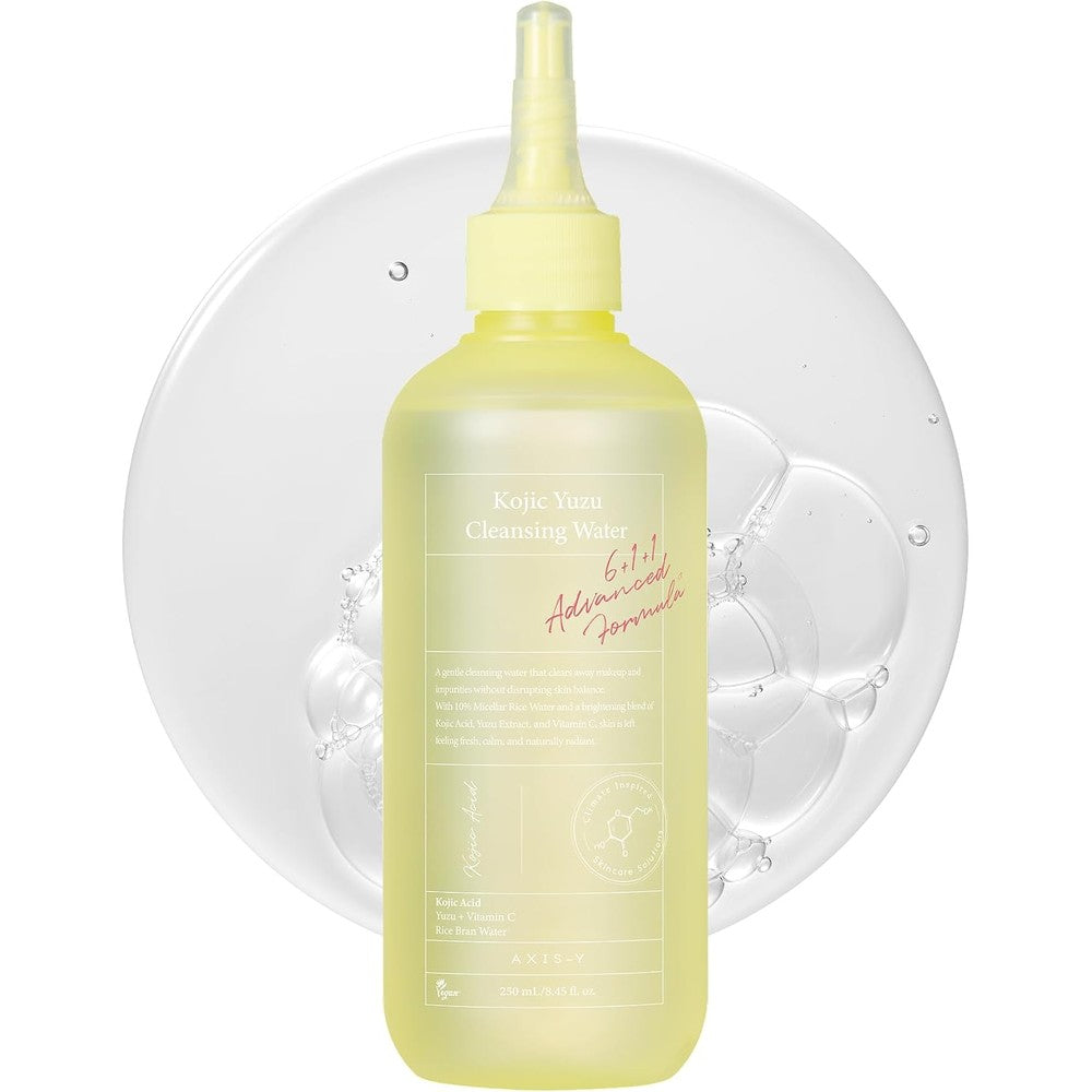 Axis-Y Kojic Yuzu Cleansing Water With 500 Parts Per Million Kojic Acid And Vitamin C For Brightening And Hydrating Makeup Removal 8.45 Fluid Ounces