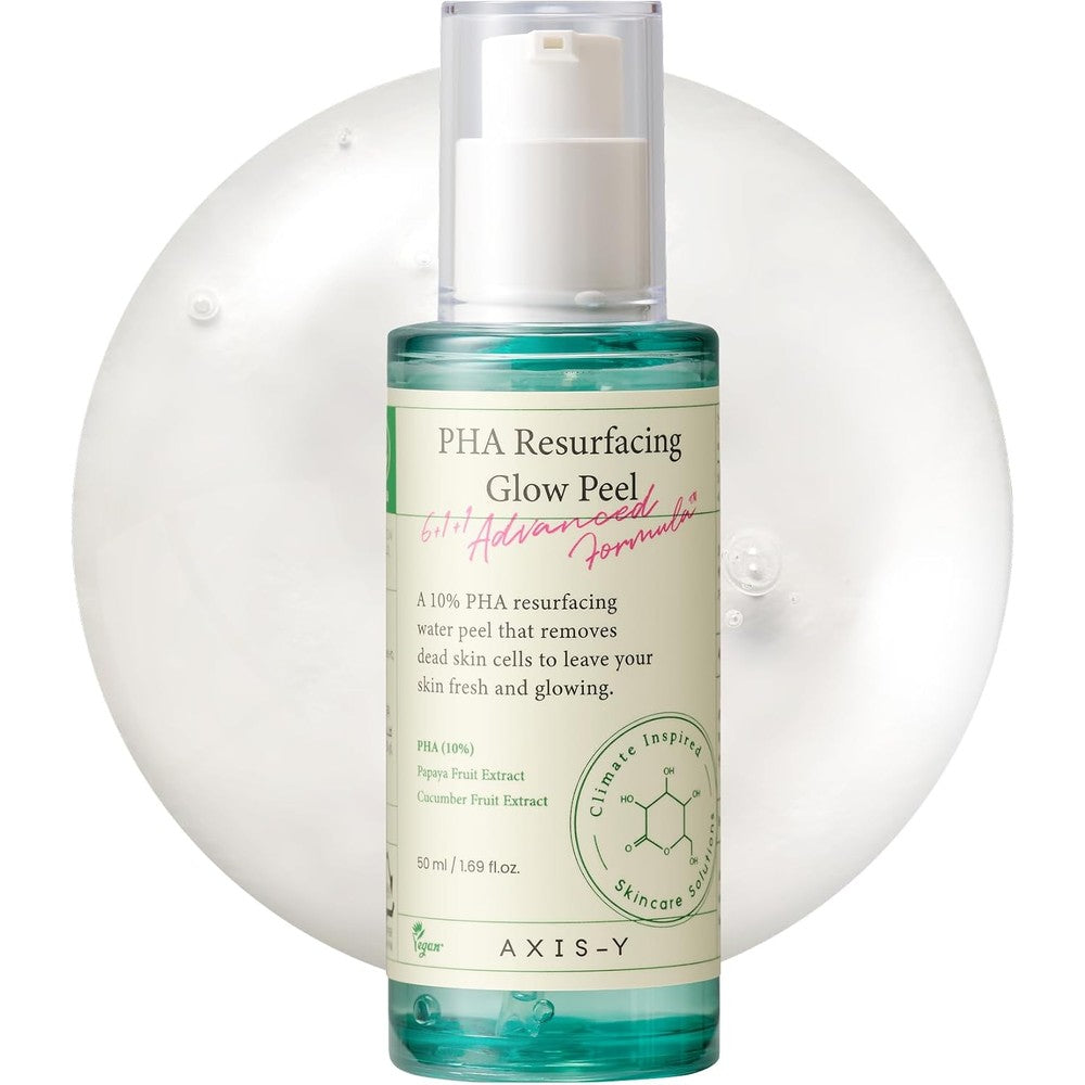 Axis-Y Pha Resurfacing Glow Peel With 10 Percent Pha Fruit Extract Mild Exfoliating Gel Pore Minimizer For Glass Skin 50 Milliliters