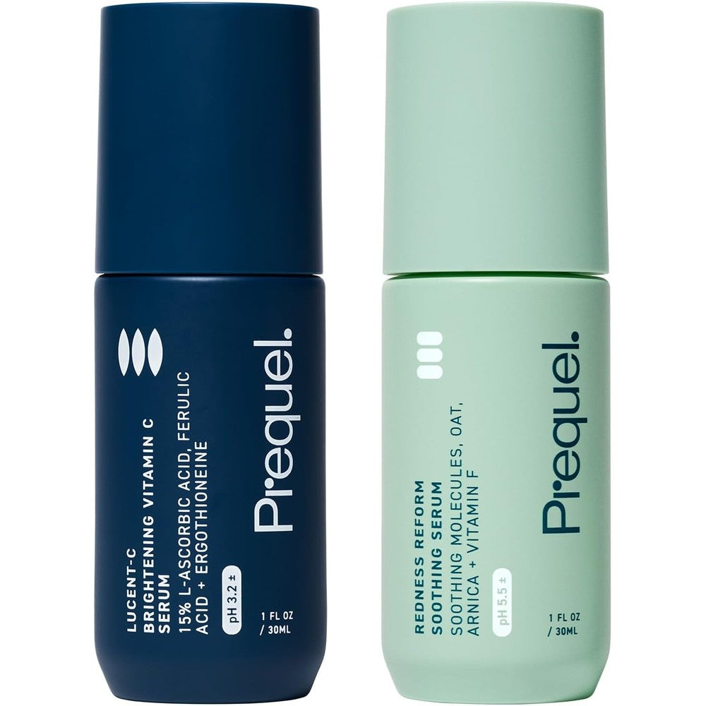 Prequel Lucent-C Vitamin C Serum And Redness Reform Calming Serum Duo For Brightening And Soothing Sensitive Skin Fluid Ounce 1 Each