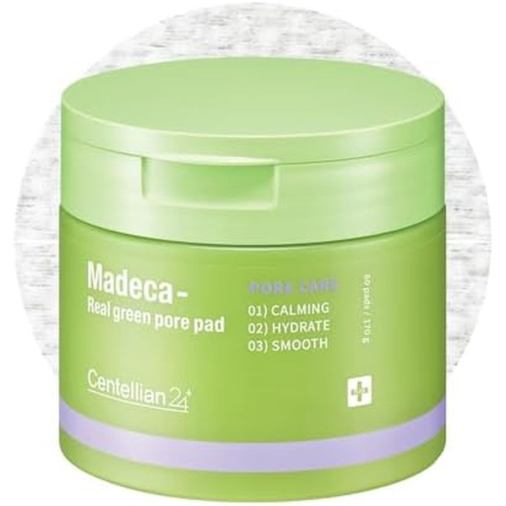 Centellian 24 Madeca Real Green Pore Pad Exfoliating And Soothing Dual Sided Toner Pads For Sensitive Skin With Centella Asiatica 60 Count