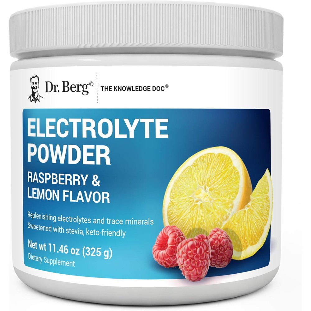 Dr. Berg Nutritionals Zero Sugar Hydration Keto Electrolyte Powder Raspberry Lemon Flavor Daily Drink Supplement Fifty Servings