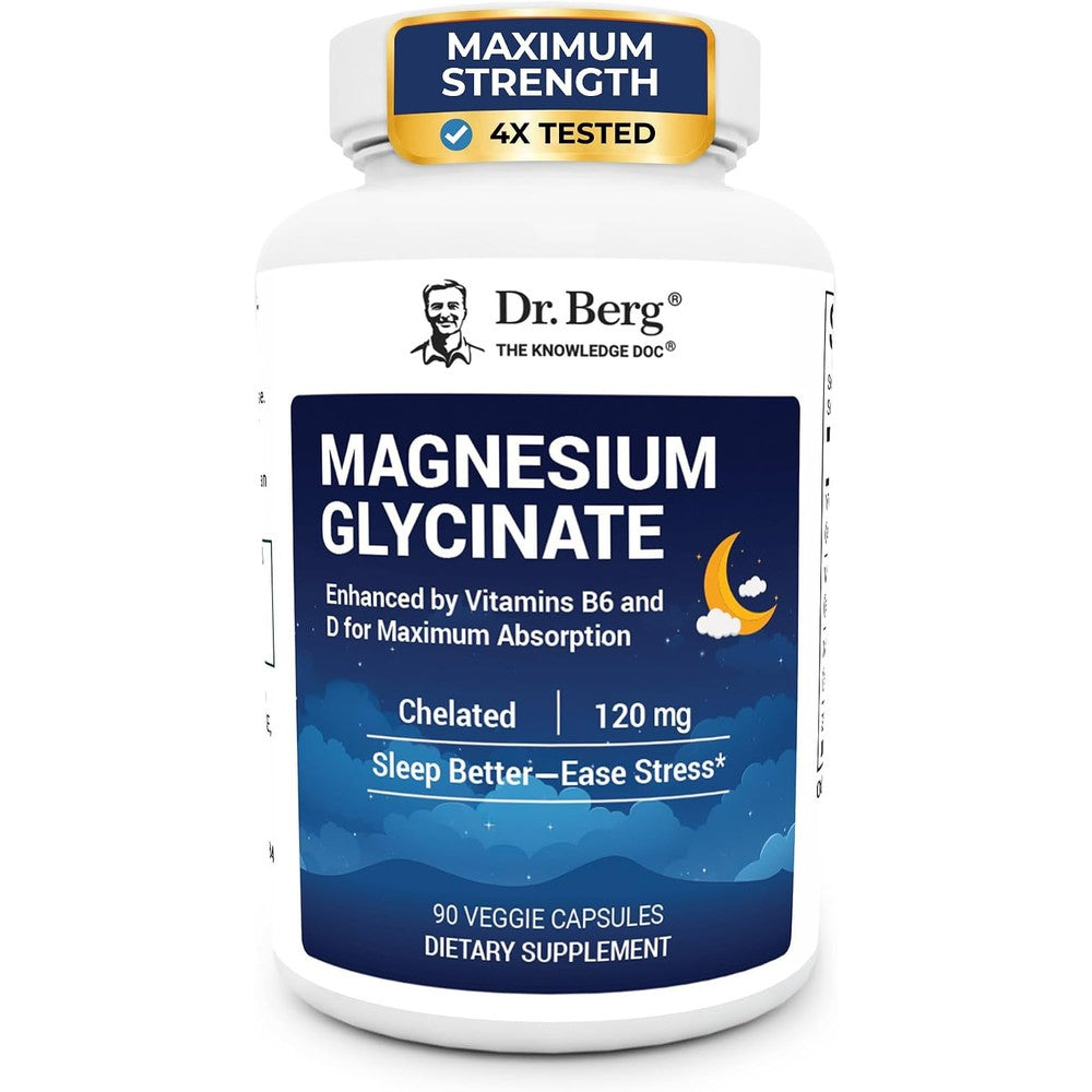 Dr. Berg Nutritionals Magnesium Glycinate 4 In 1 Chelated Supplement With Vitamin D3 Vitamin B6 And Zinc For Sleep And Stress Support 90 Capsules