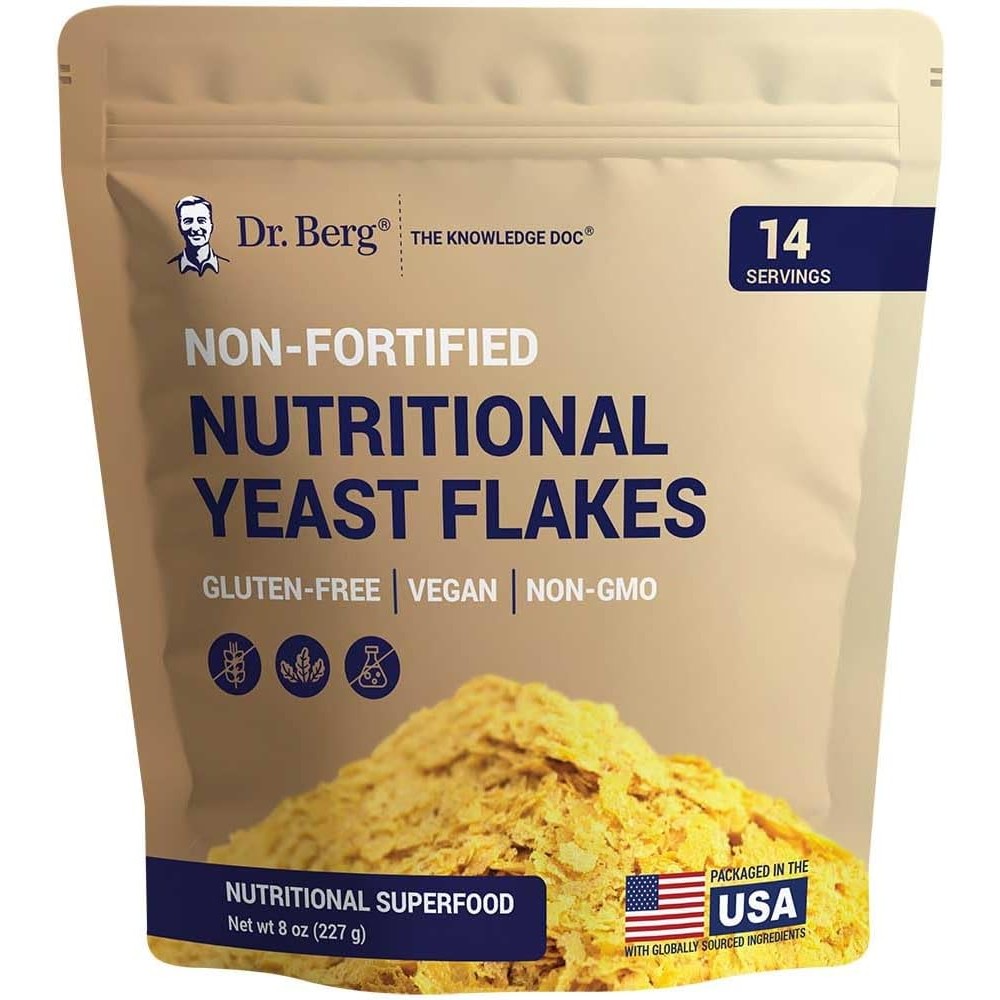 Dr. Berg Premium Nutritional Yeast Flakes Non Fortified Vegan Gluten Free Dietary Supplement With Naturally Occurring Vitamin B 8 Ounce