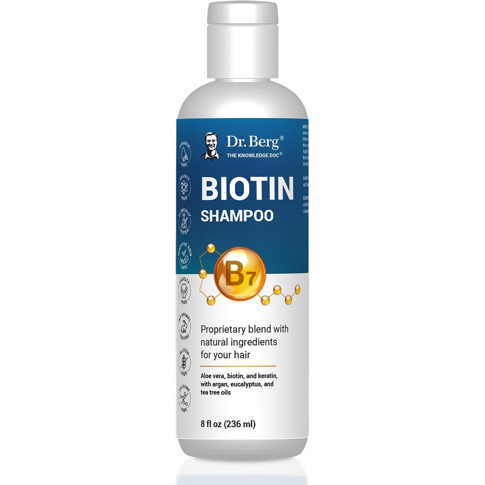 Dr. Berg Nutritionals Biotin Shampoo for Men and Women Improved High Performance Hair Growth Formula Paraben and Sulfate Free Eight Fluid Ounce